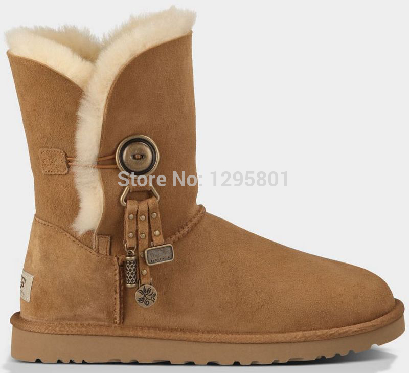 Snow boots Australian brand women boots new pendant ornaments genuine wool snow boots warm single buckle