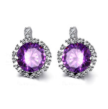 Brincos Silver Earrings For Women AAA Zircon Crystal Top Quality Wedding Round Stud Earrings Jewelry ED2502