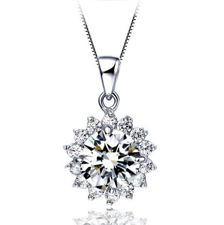Wholesales Platinum Plated Zircon Pendants Women Crystal Wedding 925 silver jewelry Necklace pingente colgantes XL1501