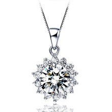 Wholesales Platinum Plated Zircon Crystal Wedding bridal Engagement Necklace Pendants Fashion  women Jewelry XL1501