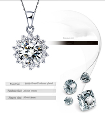 Wholesales Platinum Plated Zircon Pendants Women Crystal Wedding 925 silver jewelry Necklace pingente colgantes XL1501