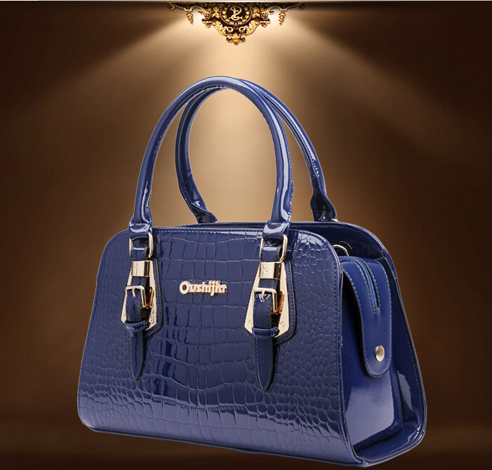 Fashion pretty women PU handbag in blue colour women party elegant handbag