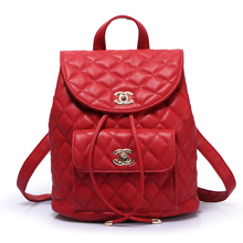 Channel bag lattice elegant all-match punk lady PU leather backpack women travel bag women school bag bolsas mochilas femininas