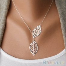 Simple 2 Leaves Choker Necklace  Collar Statement  Necklace Women Jewelry