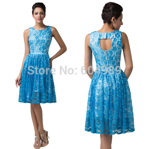 Charming-Rockabilly-Sleeveless-Blue-Lace-Short-Prom-Dress-Vintage ...