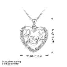 Promotion free shipping wholesale Silver plated necklace silver fashion jewelry love word in heart Necklace SMTN634
