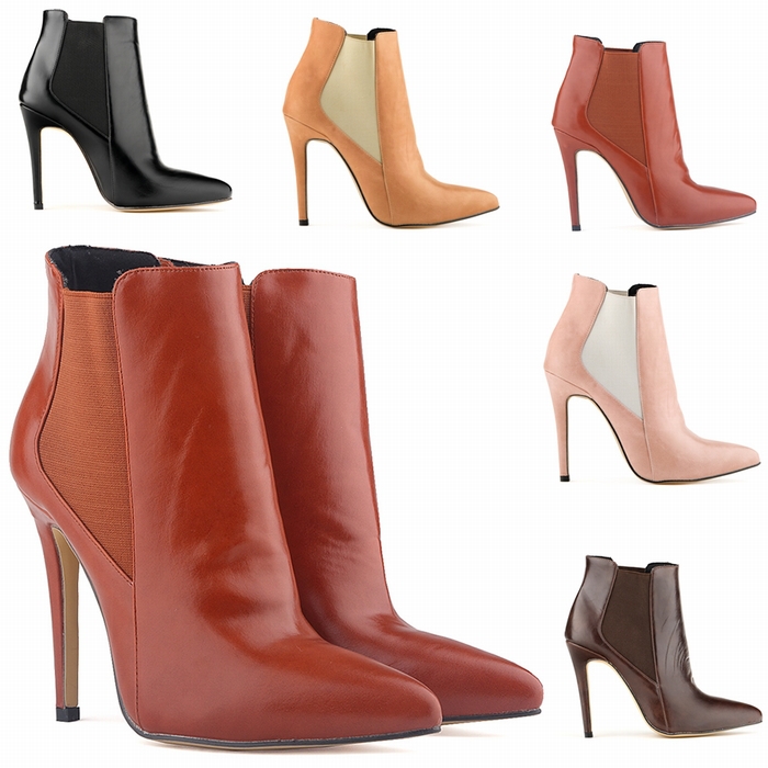 WOMENS SEXY POINTED TOE FAUX LEATHER HIGH STILETTO HEELS PLATFORM ANKLE BOOTS SHOES 769 2YP