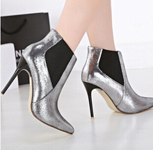 2014 new supper sexy pointed toe fashion ankle boots high stiletto heels slip on ladies booties shoes woman plus size 35-40