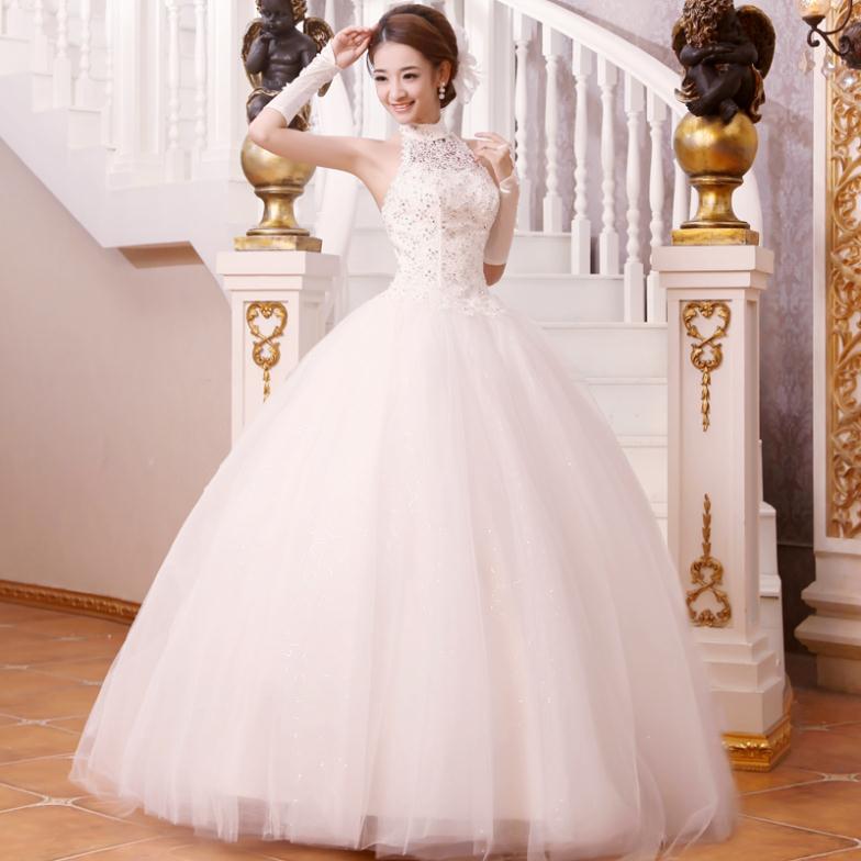 Korean wedding dress Princess Halter leisurely Korean diamond wedding ...