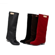 2015 brand design fashion women motorcycle boots wedges woman shoes autumn winter knee high boots long