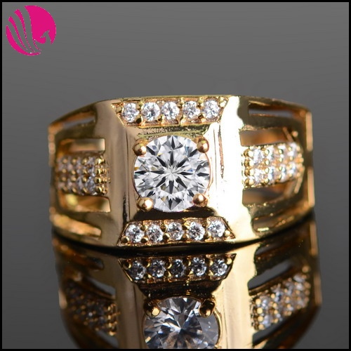 2014 Vintage Big Size Square Crystal Paved Zircon Anel Ouro Femininas Hollow Out Men Rings 18K