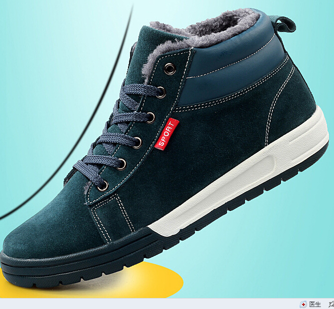 New Sneakers Warm Winter Men Shoes with Fur Lining Autumn Genuine Leather Suede Lace Men s