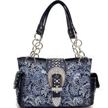 Montana West Rhinestone Studded Paisley Buckle Bag Concealed Carry for Women