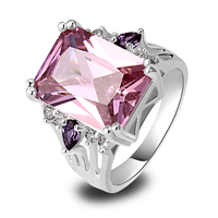 New Fashion Jewelry 925 Silver Ring Pink Topaz Gift For Women Size 7 9 Charming Women Gift Wholesale Free Shipping