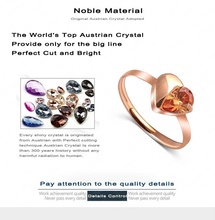 Hot Selling Love Ring Simple Rose Gold Plated Austrian Crystal Heart Ring SWA Elements Wedding Rings