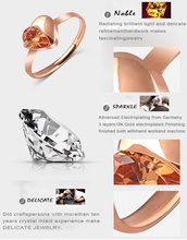 Hot Selling Love Ring Simple Rose Gold Plated Austrian Crystal Heart Ring SWA Elements Wedding Rings