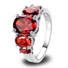 Wholesale 2014 New Fashion Jewelry Pretty 925 Silver Ring Inlay Garnet Gift For Women Size 6 7 8 9 10