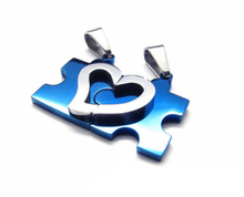 2Pcs Trendy Romantic Stainless Steel Heart Love Puzzle Jagsaw Lovers Necklace Beads Couple Necklace Love Gift