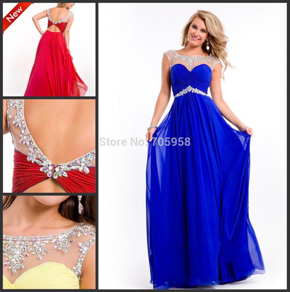 Evvestido Longo Vestido De Renda 2014 New Elegant A line Sleeveless Chiffon Long Evening Dresses Party