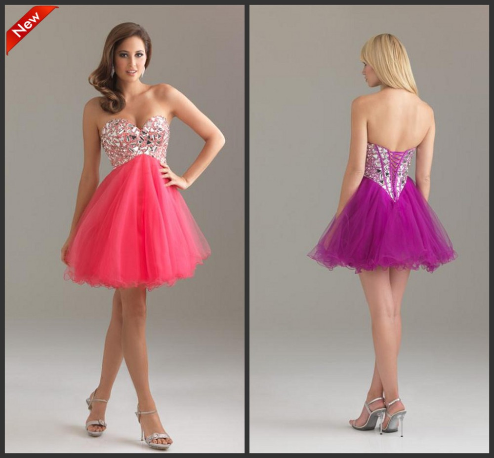 Modest Homecoming Dress Real Promotion free Shipping 2014 Mini Watermelon Beaded Homecoming Dresses Party Prom Gowns