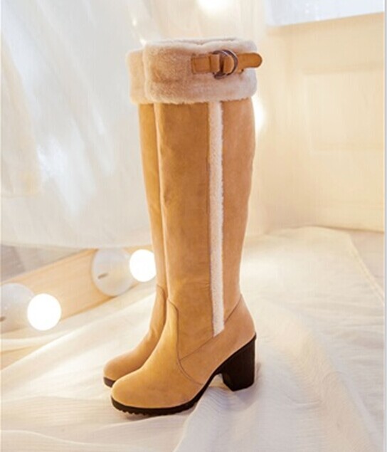Plus size34 43 High quality new high heeled Snow Boots Buckle fashion winter boots for women