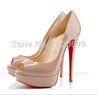 2014 new sexy women s patent leather pumps nude color black waterproof Taiwan high 14 cm