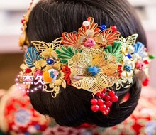 Unique Luxury Gold Plated Chinese Wedding Hair Accessories Red Flower Mixed Tiaras and Crowns 2014 Hair