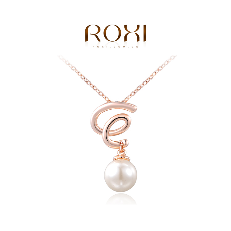ROXI Fashion Accessories Jewelry Austria Crystal Gold Plated Free Style Big Pearl Pendant Necklace Love Gift