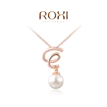 ROXI Fashion Accessories Jewelry Austria Crystal Gold Plated Free Style Big Pearl Pendant Necklace Love Gift for Women