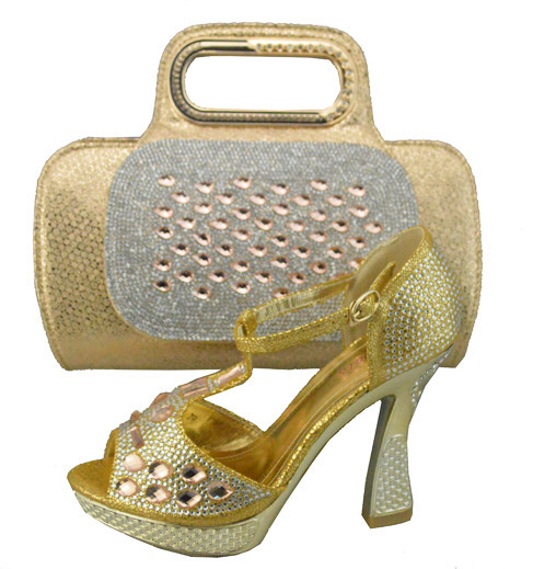 Fashion wedding matching shoes and bag set TSH1161 gold size 38 to 42 high heel 4