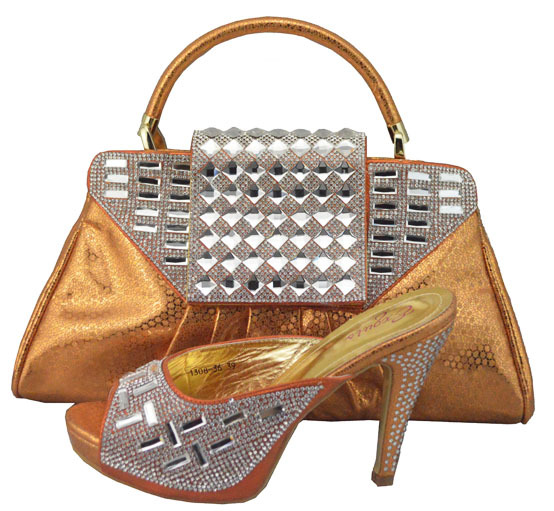 2014 newest rhinestone wedding shoe and bag matching set with free shipping by DHL 