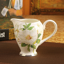 Four blessing 15 European bone china coffee set suit Chennai camellias grade ceramic coffee mug with
