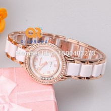 New Fashion Classic Women Rhinestone Watch Dress Lady Quartz Wristwatch Small Dial Thin Ceramic Watches Girl