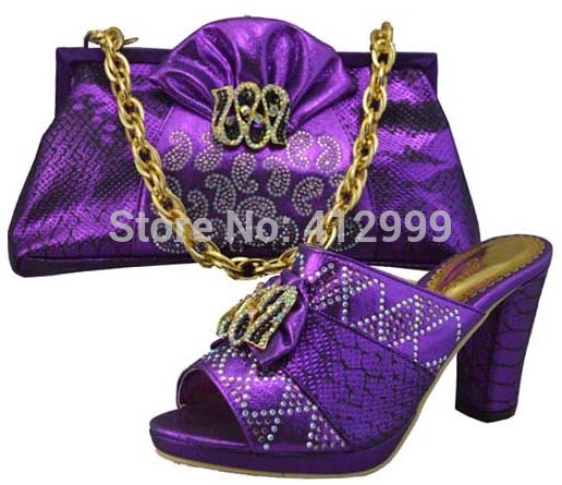 Purple matching shoe and bag set for wedding and party in 2014