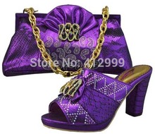 Purple matching shoe and bag set for wedding and party in 2014