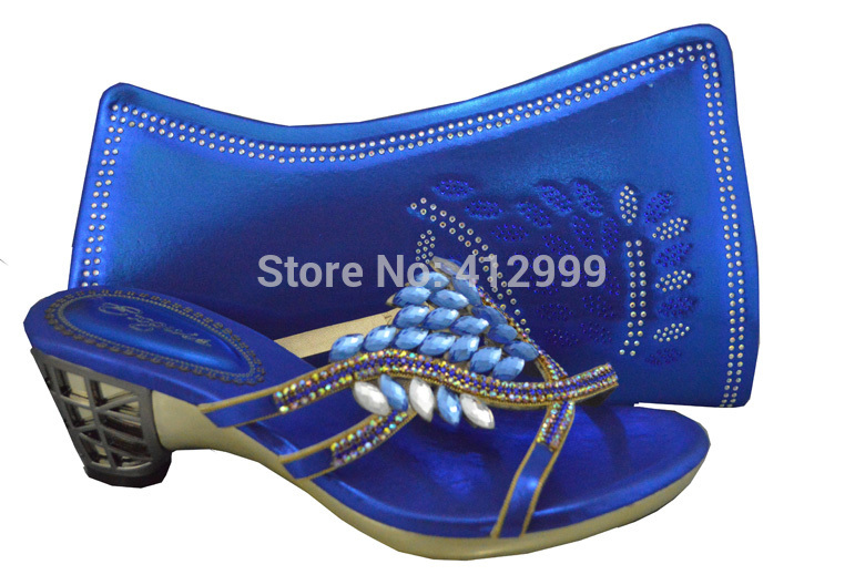 2014 Women Free Shipping Royal Blue Fashion Dress Shoes and Matching Bag