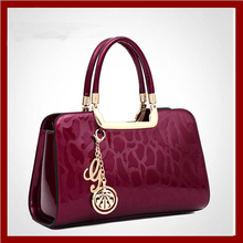 2014 NEW women Genuine patent handbag tote crossbody bolsas brand Women messenger bag Women pendant Christmas gift Evening bag