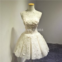 2014 Princess A-Line White red evening dress Lace Short Wedding Dress Bride Wedding Party Dress