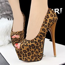 Free shipping new women pumps European style sexy skinny leopard fish head high with waterproof high