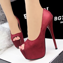 HOT Free shipping new women pumps sexy waterproof suede shoes fish head mixed colors powder high heels Wedding shoes 5 colors
