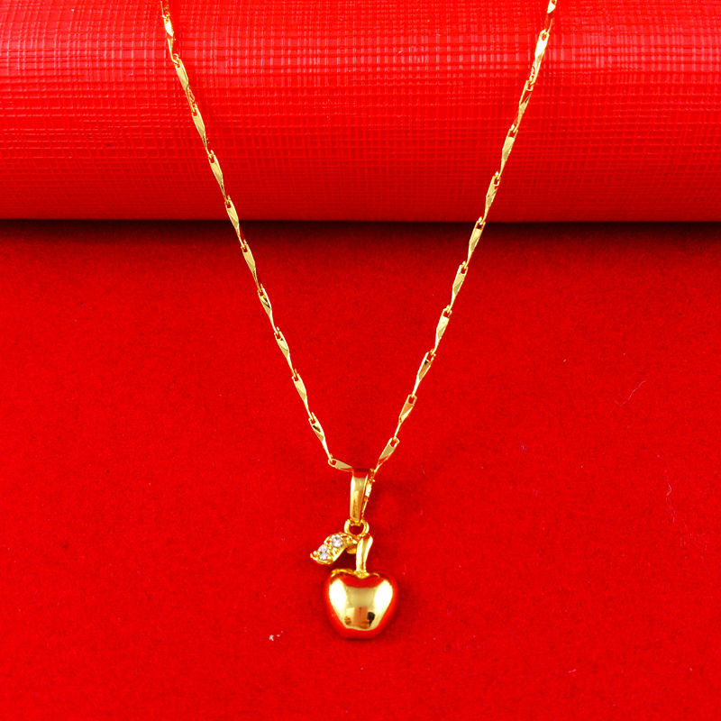 Hot Sale 24k Gold Necklaces Apple Pendant Free Shipping Trendy Accessories Top Quality Fashion Women s