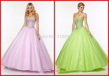 Lime Green Lilac Tulle Ball Gown Quinceanera Dresses 2015 f-97081 Custom Sparkly Crystals Sweetheart Backless Girls Pageant Gown