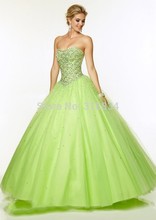 Lime Green Lilac Tulle Ball Gown Quinceanera Dresses 2015 f 97081 Custom Sparkly Crystals Sweetheart Backless