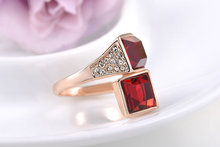 Roxi Luxury Women s Jewelry High Quality Hand Made Ring Rose Gold Plated Rings With Red