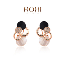 Roxi Super Stylish Jewelry High Quality Rose Gold Plated Filled Glowing Austrian Crystal Stud Lovely Women Earrings