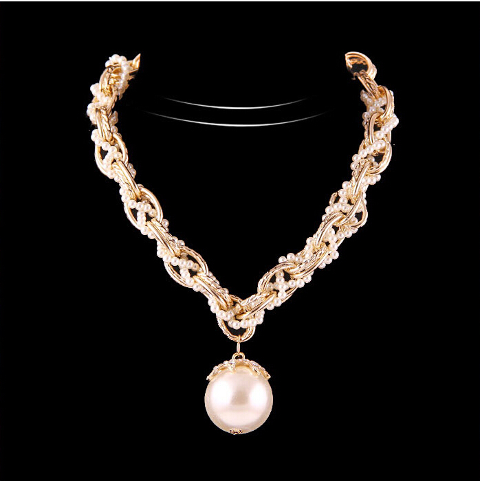 New 2015 Hot Selling Popular Fashion Jewelry Luxury Large Pearl Korean Fashion Rhinestone Necklaces Pendant Necklaces