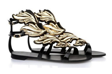 Wholesales GZ 100% Genuine Leather Women Sandals With Metal And Buckle Gladiator Style Fretwork Lady Sandals Fashion Sandals