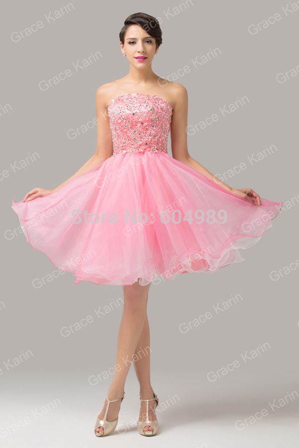 ... Short Prom Ball Gown Crystal Cocktail Dress Beaded Homecoming Organza