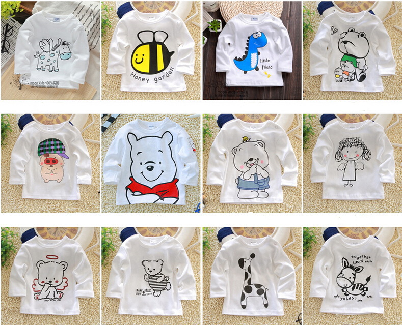 Factory price Spring autumn baby s Long sleeve T shirt child clothes 100 cotton cartoon T