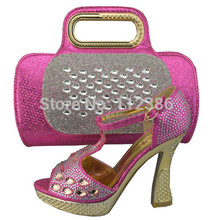 top quality ladies shoes and matching bags ,african pattern shoes and bags , Size 38-42 TSH1161 fushia pink
